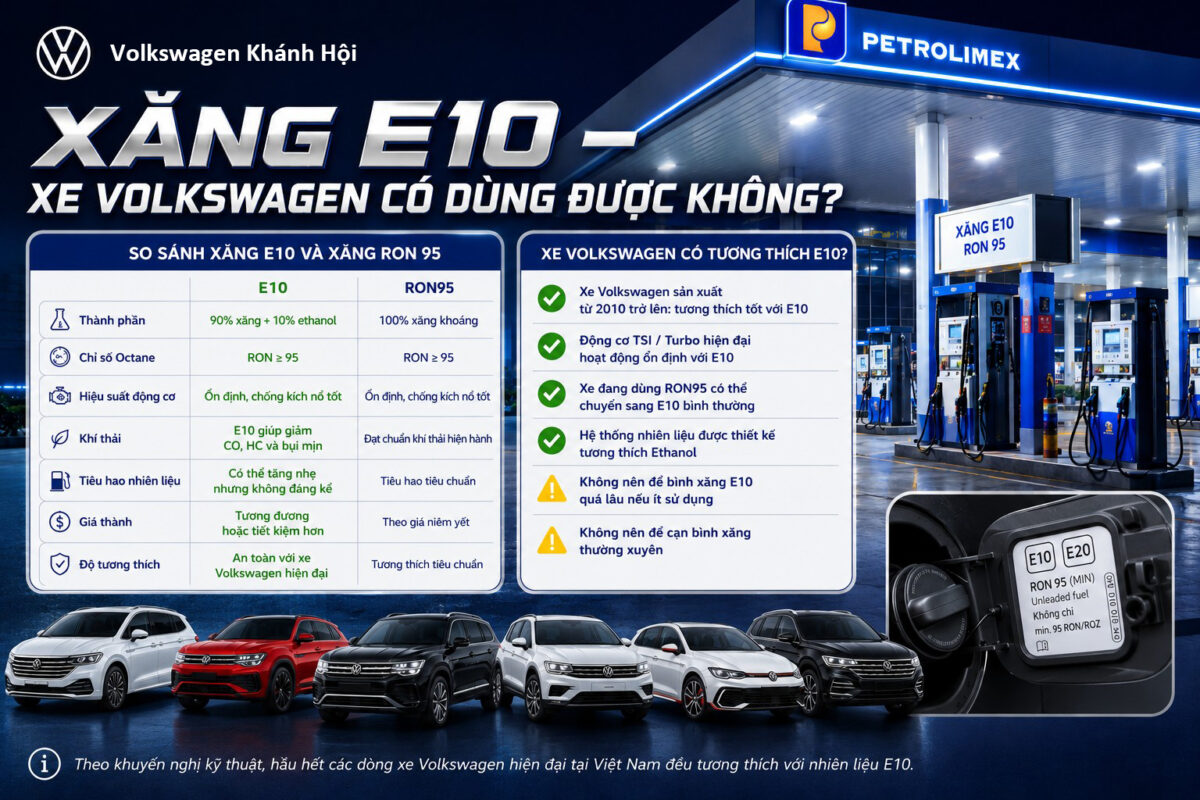 Xe Volkswagen có dùng được xăng E10 không? Giải thích kỹ thuật từ Volkswagen