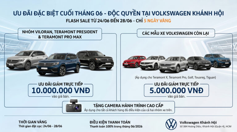 Ưu Đãi Volkswagen Tháng 6/2026: Flash Sale 5 Ngày Vàng Tại Volkswagen Khánh Hội